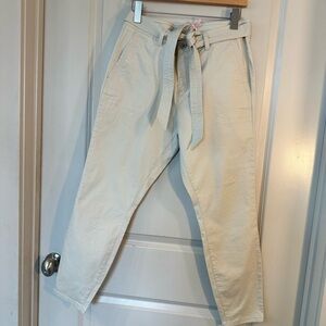 NEW Vineyard Vines Tan Belted High Waist Cotton Utility Pants, Size 8